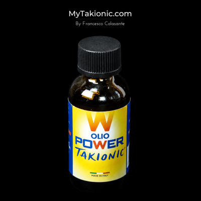 Olio Power Tachionic Originale con tecnologia tachionica permanente per il massaggio e il benessere energetico quotidiano.